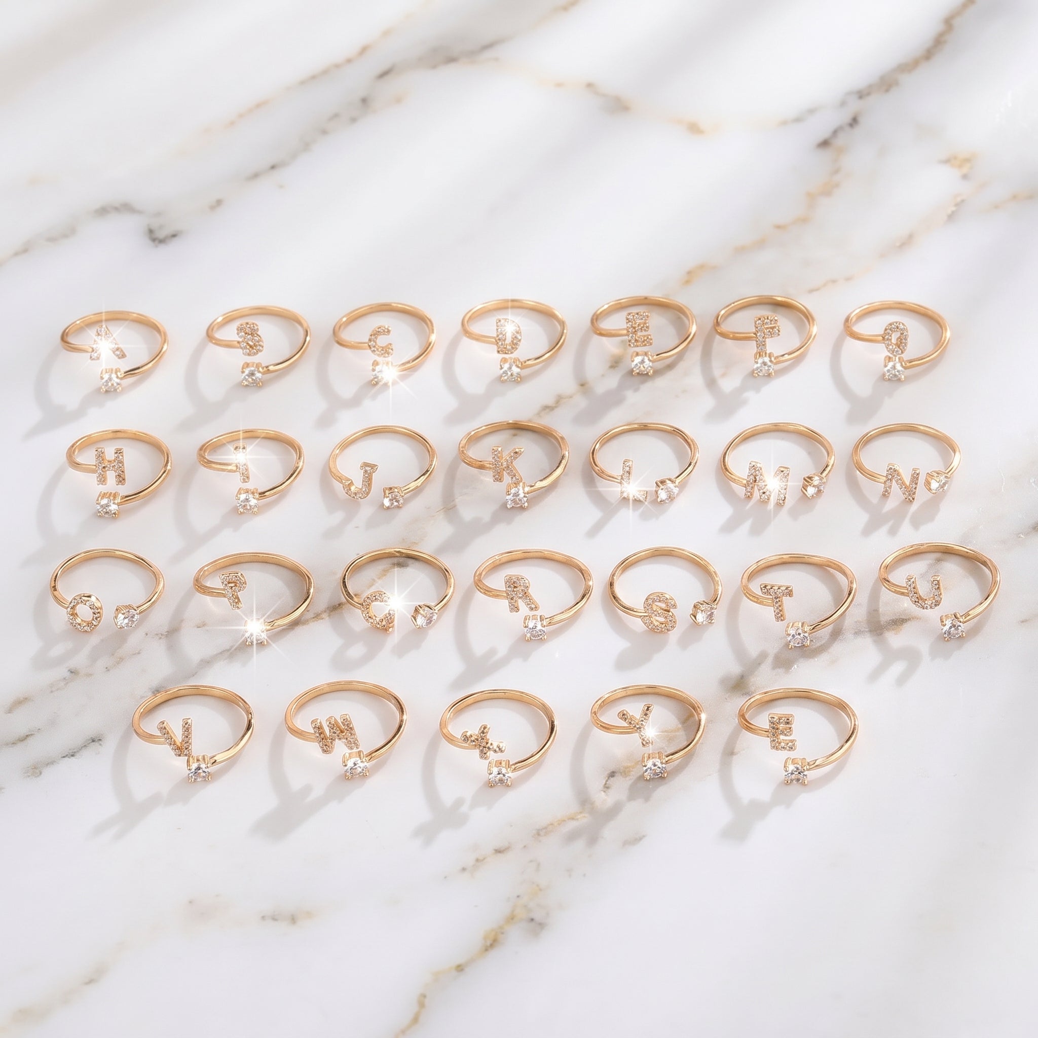 26 Letter Zircon Adjustable Women Ring