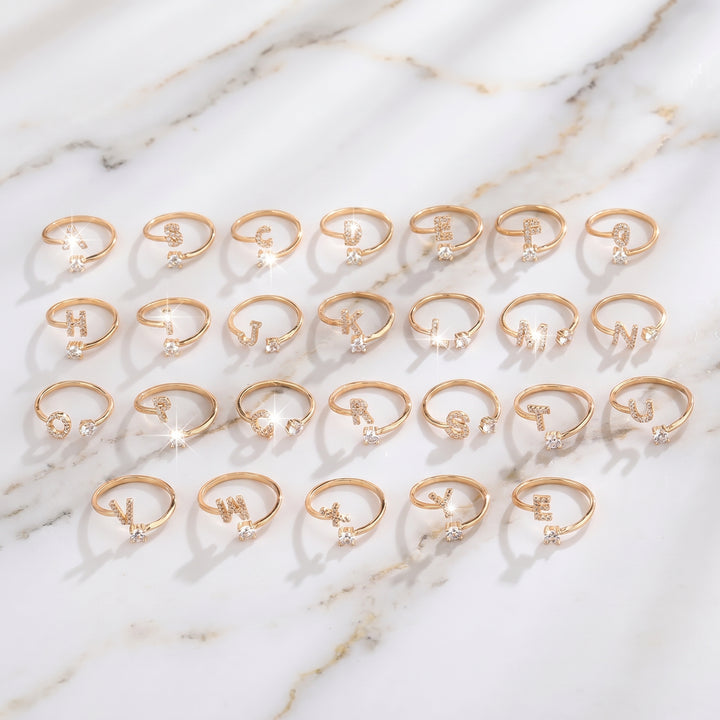 26 Letter Zircon Adjustable Women Ring